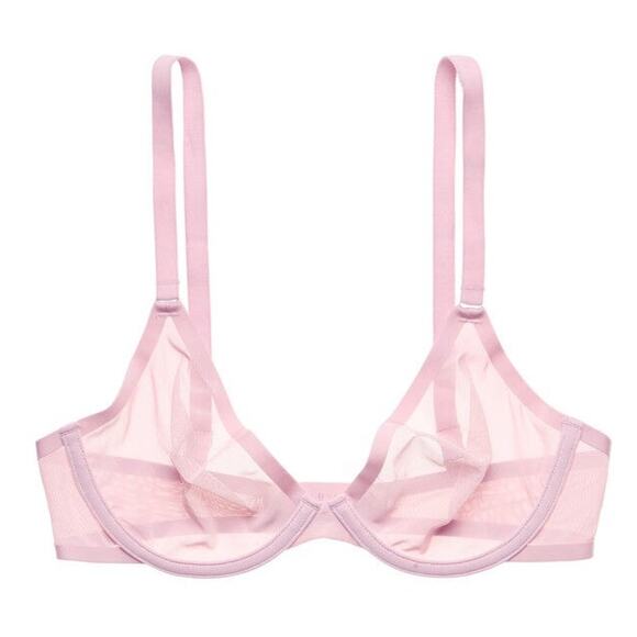 CUUP The Plunge Mesh Bra Rose Pink 30C - Picture 1 of 7